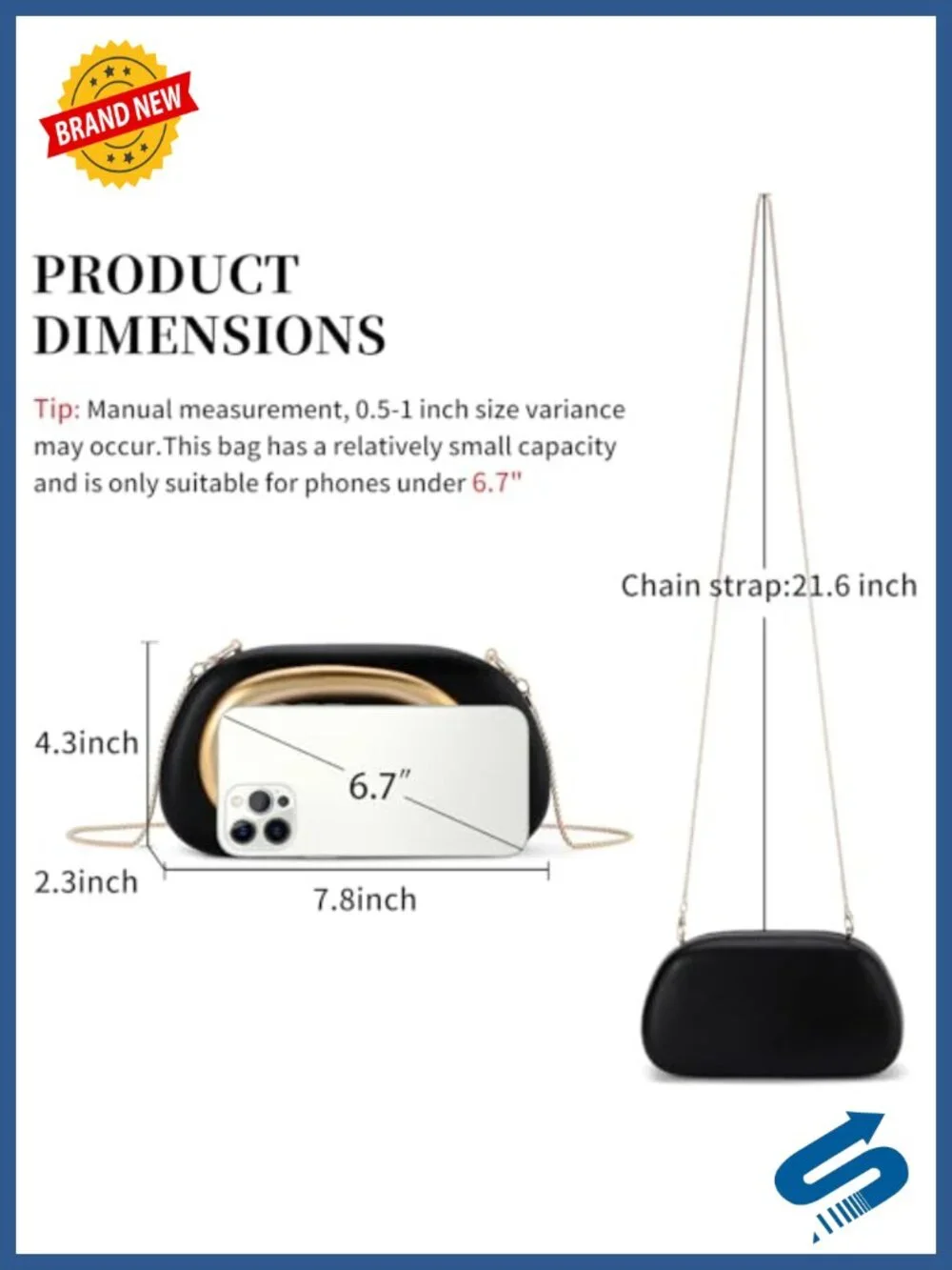 Marble Acrylic Vegan Leather Evening Clutch Metal Handle Crossbody Bag